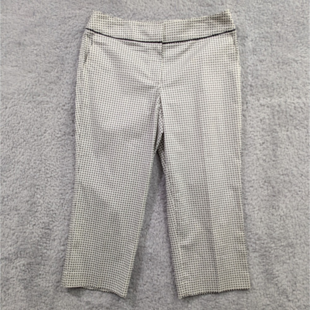 Talbots Crop Pants Women's 6P‎ Black White Geometric Basketweave Stretch Career